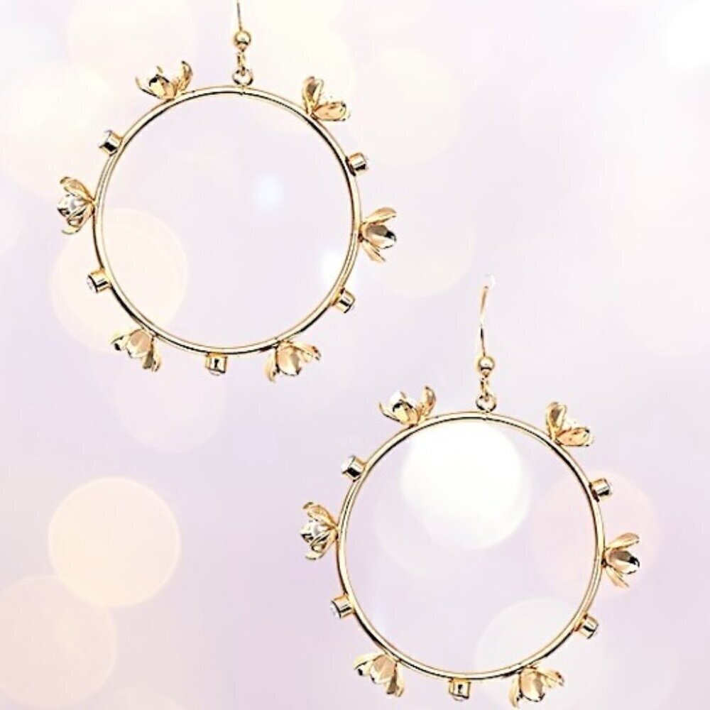 1 LEFT!! NELLA FLORAL RHINESTONE DANGLE EARRINGS